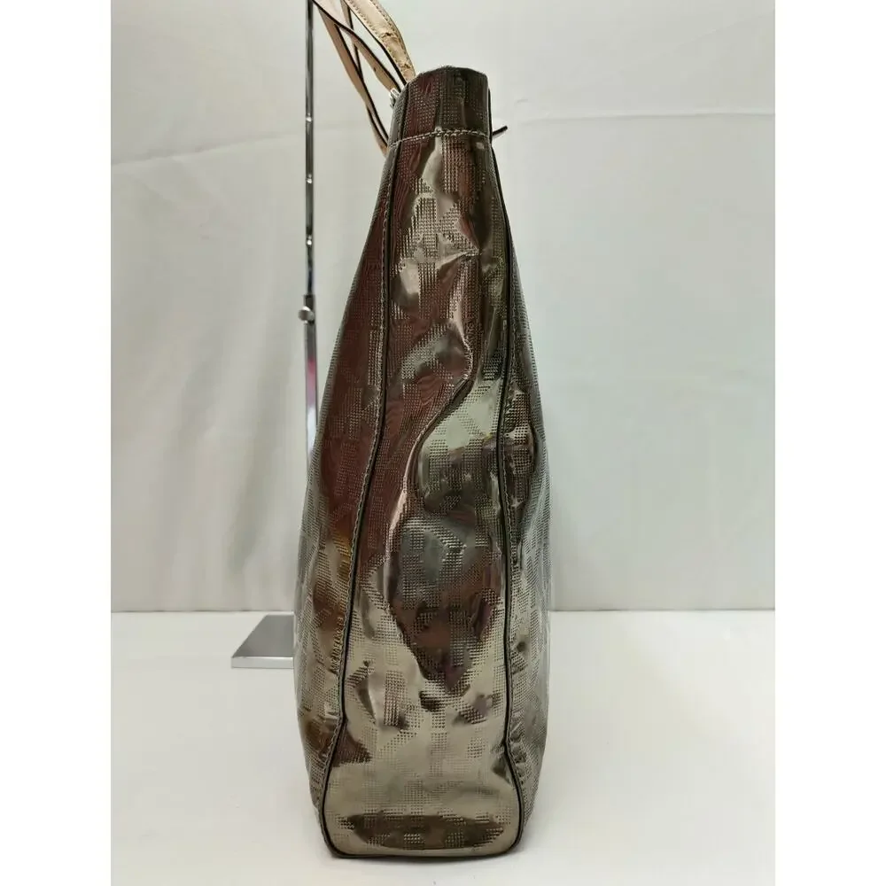 Michael Kors Gray Coated Leather MK Printed Double Handle Tote Bag